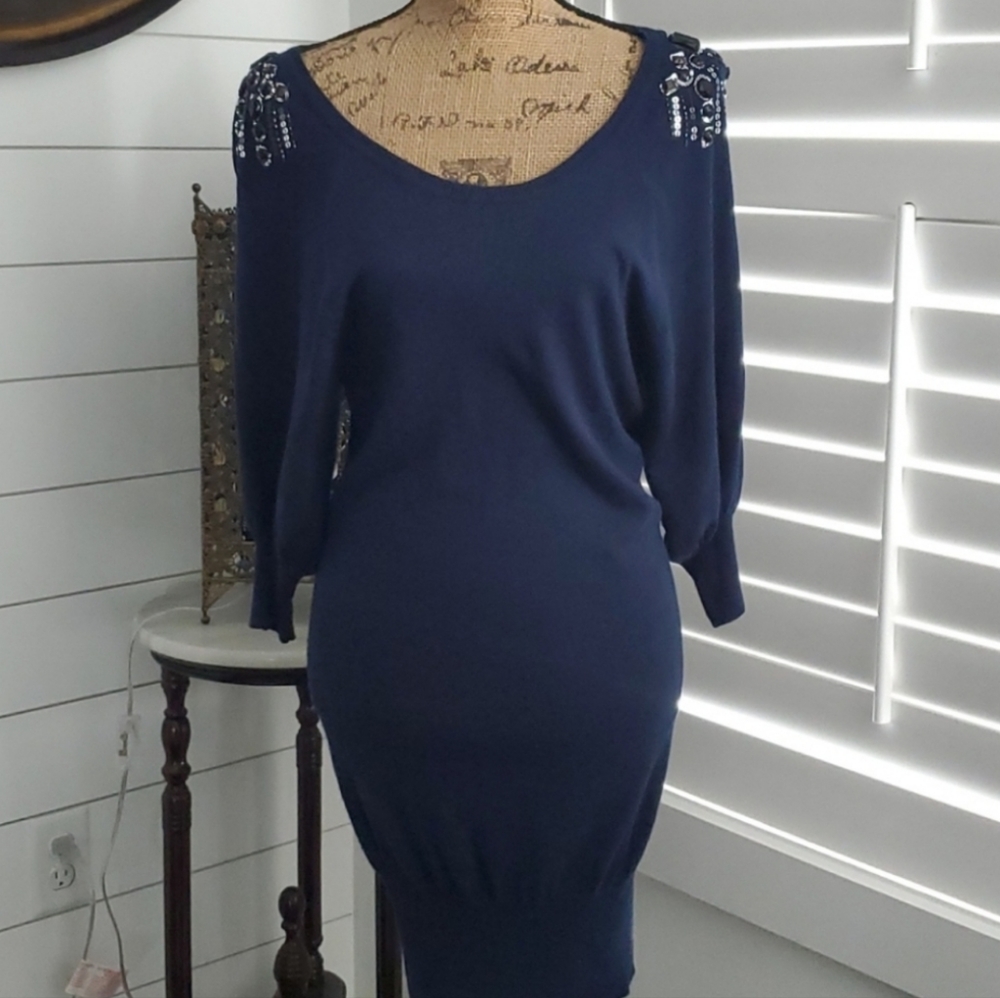 Bisou Bisou Jeweled Sweater Dress - Picture 1 of 9